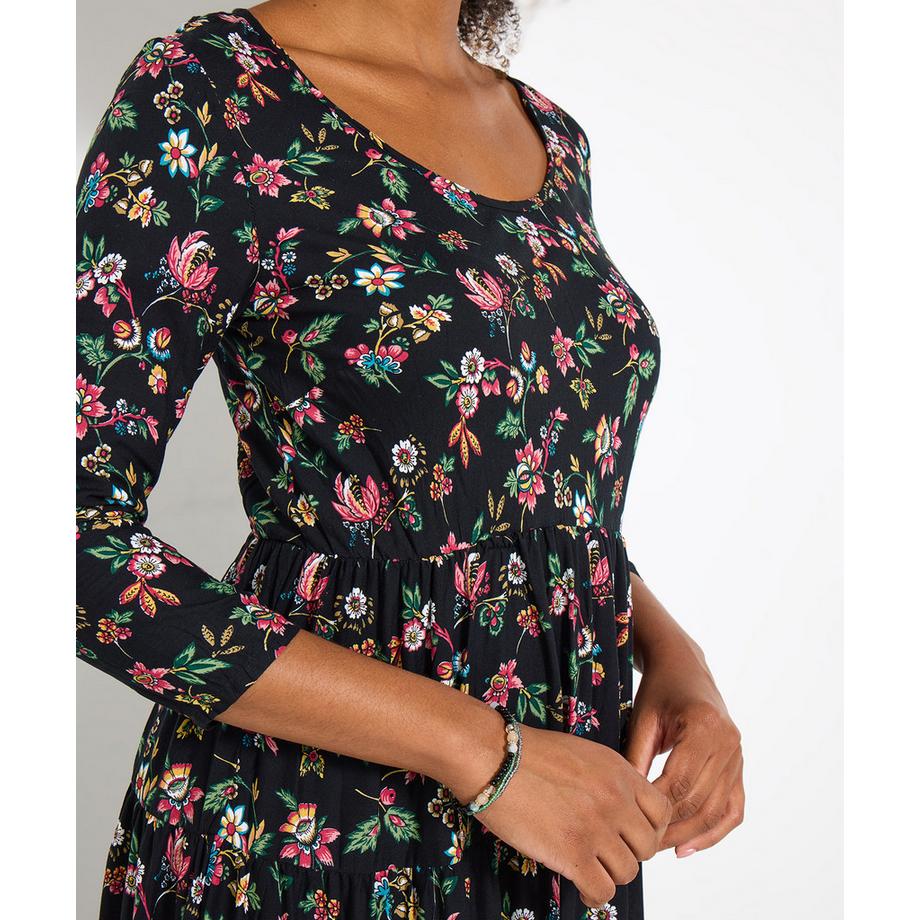 Joe Browns Abito lungo in cotone floreale autunnale con motivo a bordo  