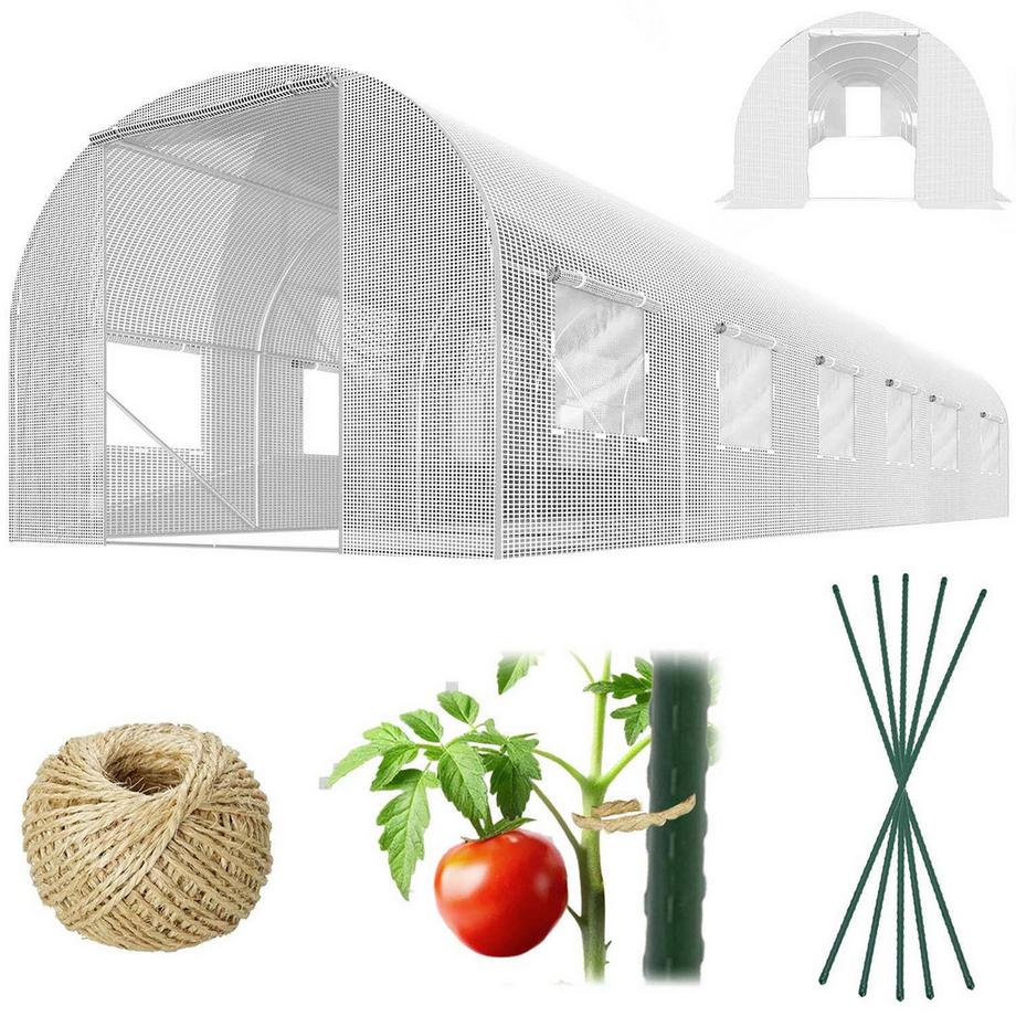 Tunnel da giardino 3 x 6 m (18 m2) Plonos bianco