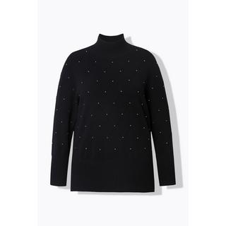 Ulla Popken Maglione Rombi Applicazioni Collo Alto Maniche Lunghe  