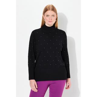 Ulla Popken  Maglione lungo con rombi, applicazioni, colletto alto e maniche lunghe 