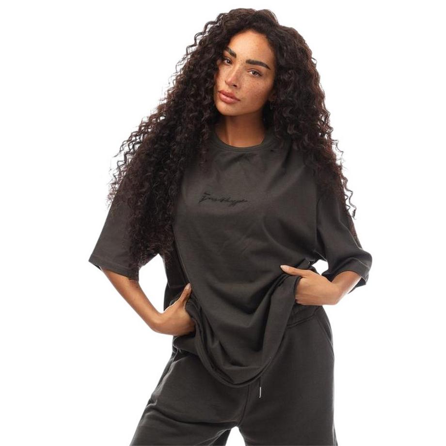 hype T-Shirt Oversize avec Logo Brodé  