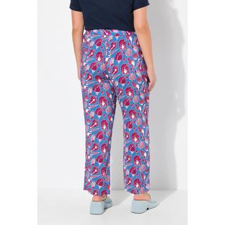 Ulla Popken Rose Conchiglie Gamba Larga Pantaloni Vita Elastica  