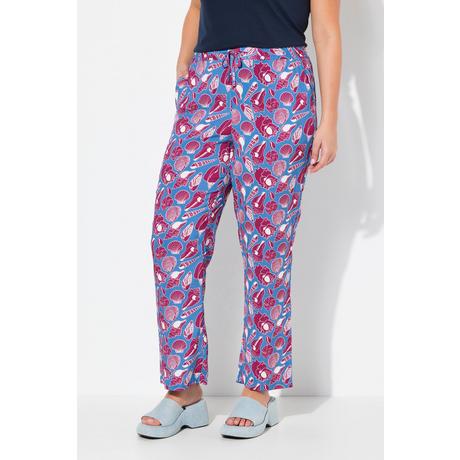 Ulla Popken Rose Conchiglie Gamba Larga Pantaloni Vita Elastica  