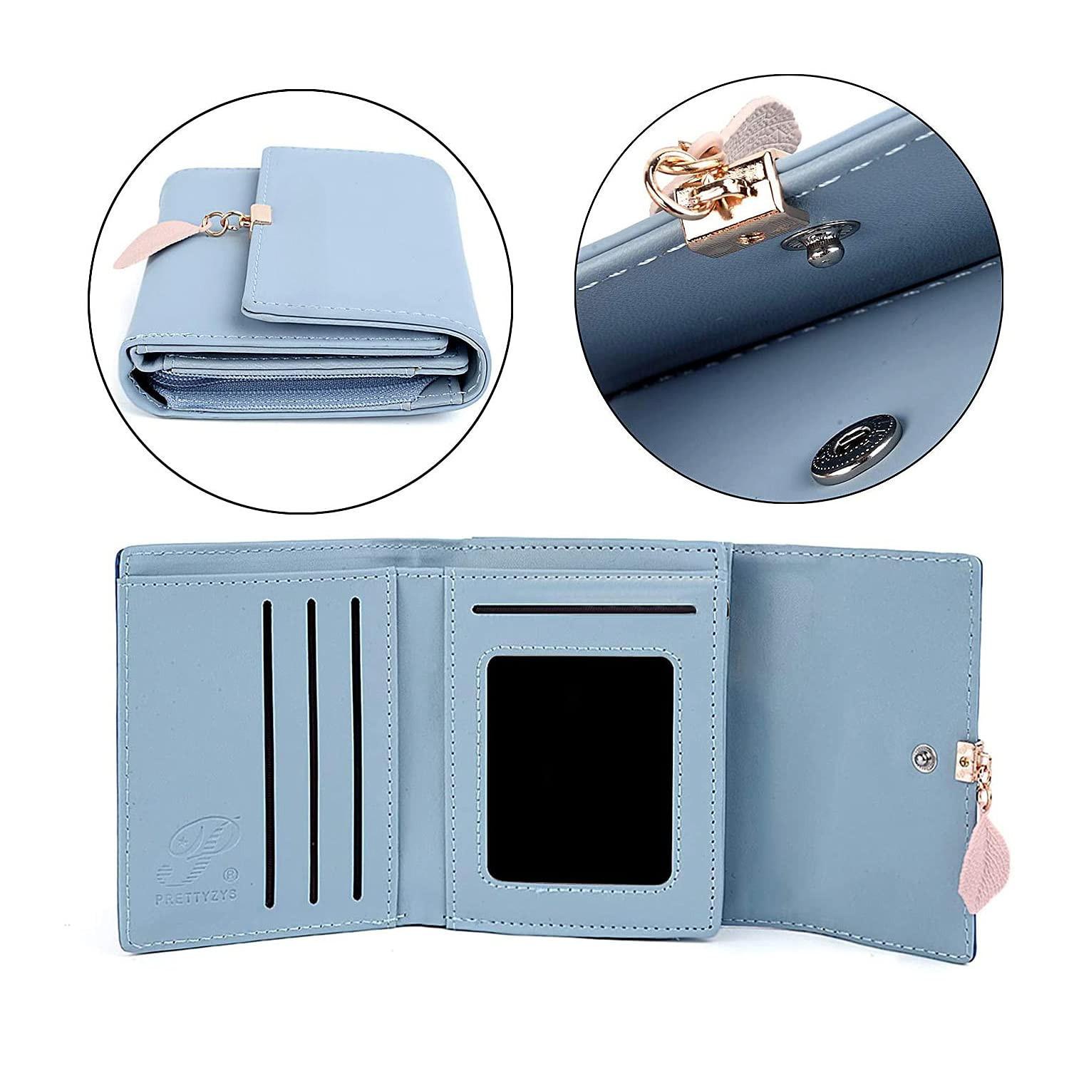 Only-bags.store Portafoglio piccolo in ecopelle liscia con scomparti multipli  