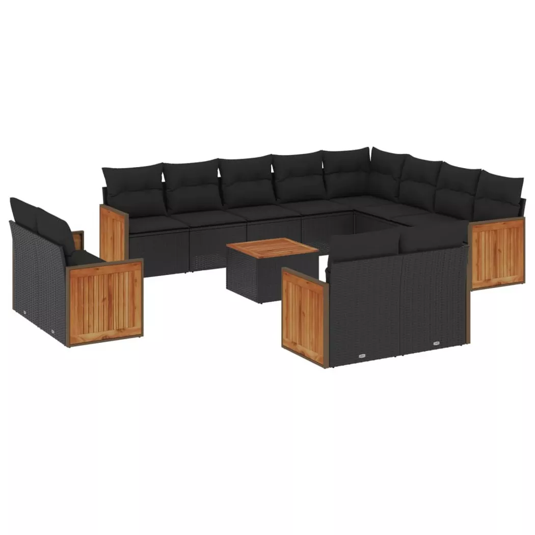VidaXL - set divano da giardino Polirattan, One Size, Nero
