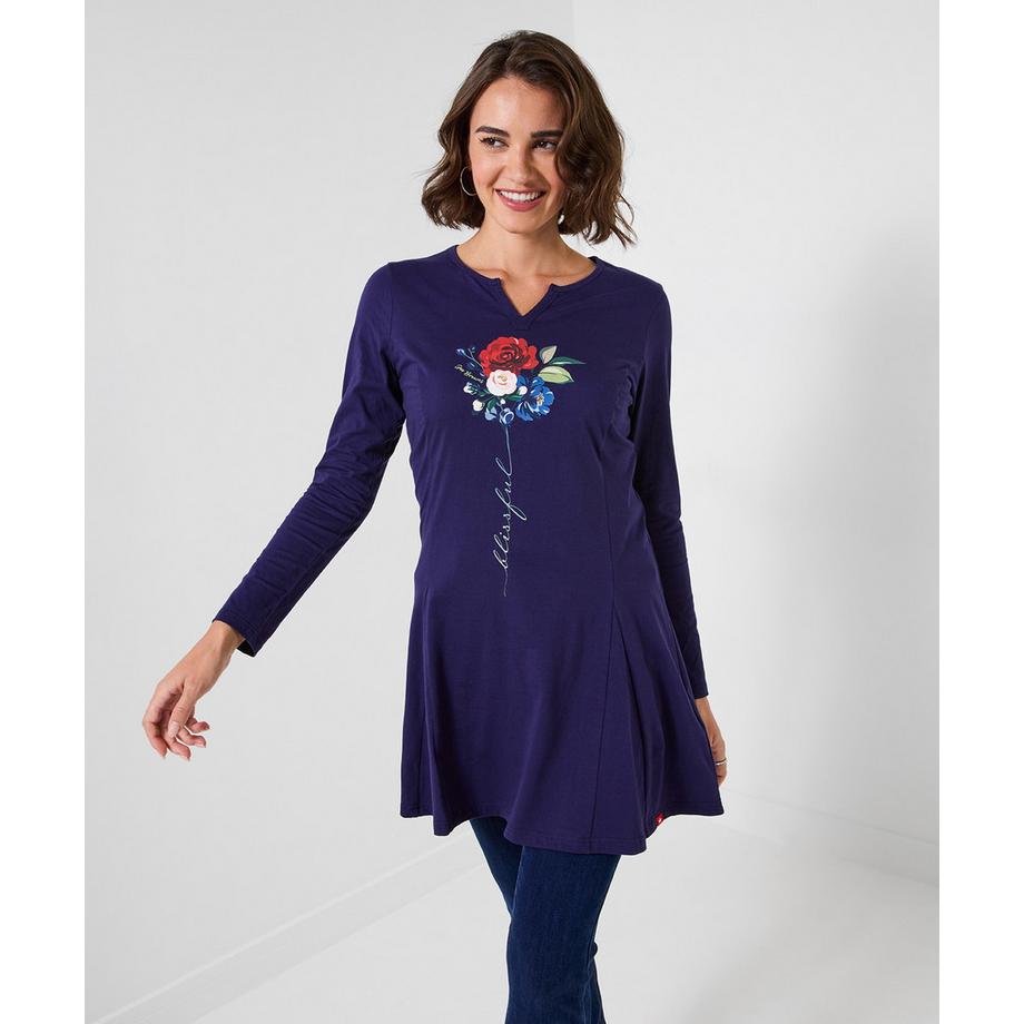 Tunika mit Stielblumen-Print