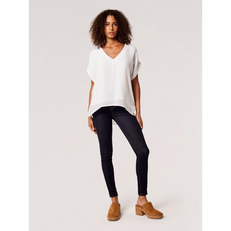 APRICOT Slub V-Ausschnitt Top  