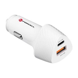 Avizar  Chargeur Voiture Blanc USB + USB-C 38W 