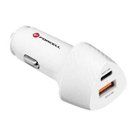 Avizar  Chargeur Voiture Blanc USB + USB-C 38W 