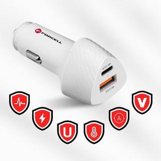 Avizar  Chargeur Voiture Blanc USB + USB-C 38W 