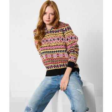 Fair-Isle Jacquard-Pullover mit Kapuze
