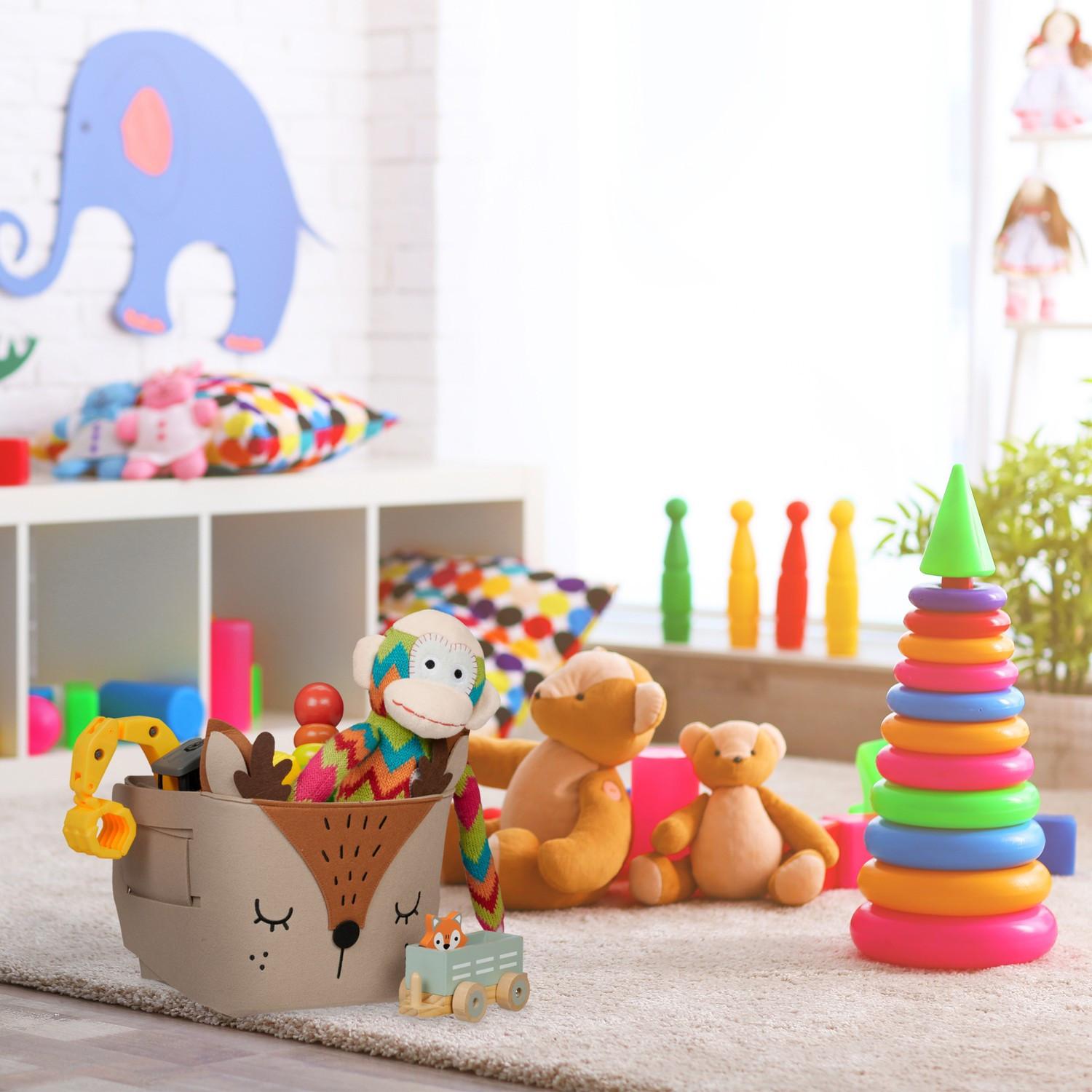 Northix Cestino portaoggetti in feltro con motivi animali  