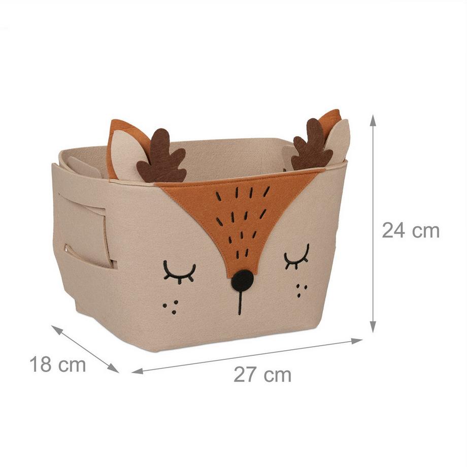 Northix Cestino portaoggetti in feltro con motivi animali  