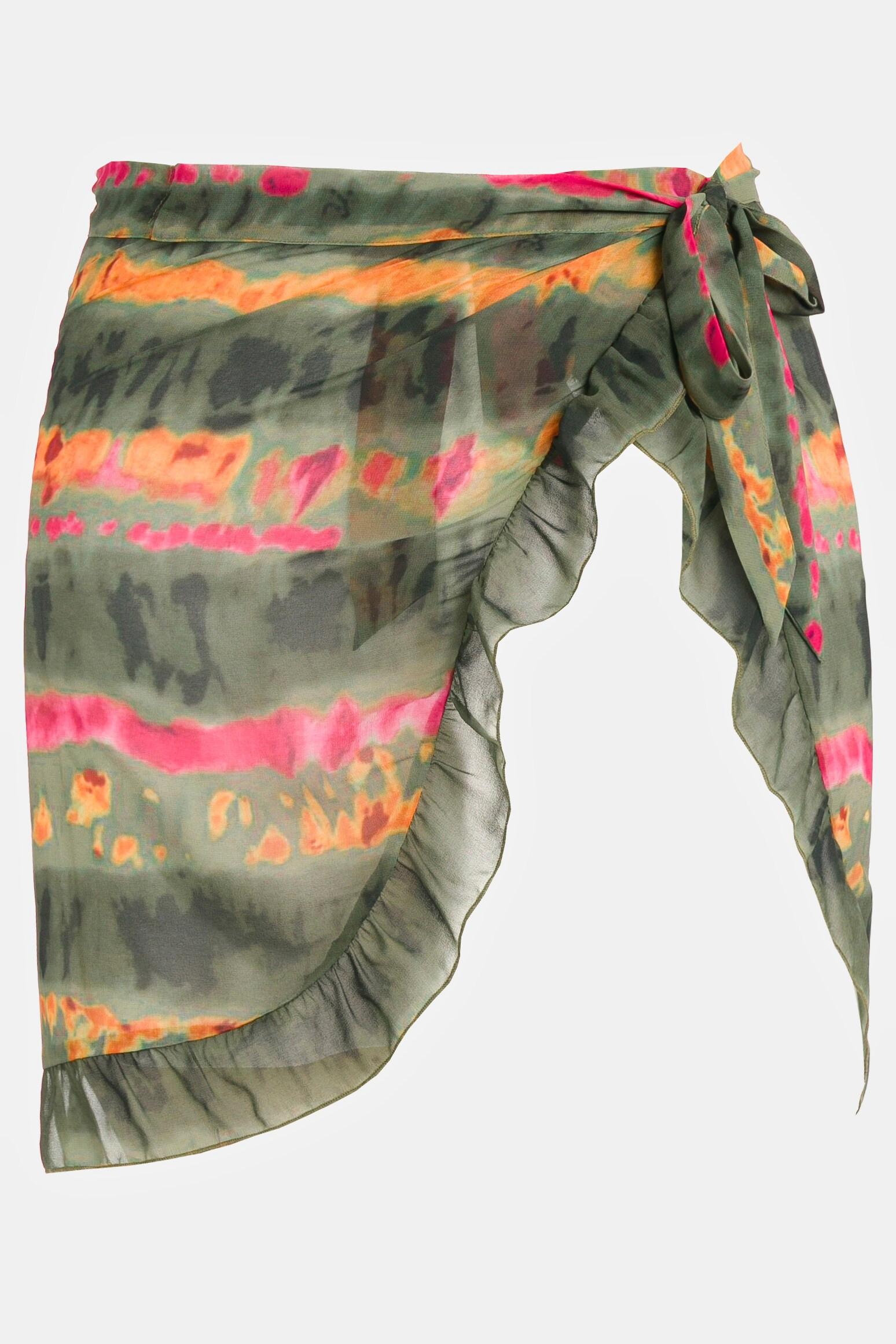 Ulla Popken  Wickelrock, Batikstreifen, Chiffon, Rüsche 