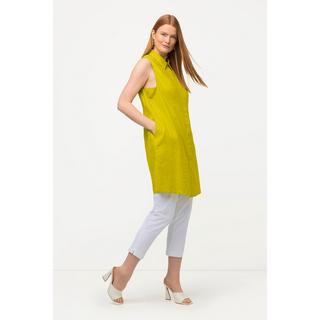 Ulla Popken  Blusa smanicata in misto lino con collo da camicia e tasche 