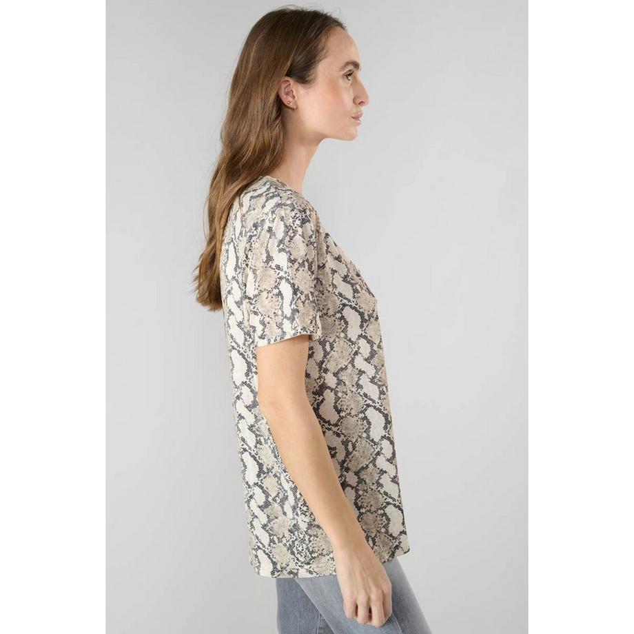 le temps des cerises Argent Snake Print T-Shirt  