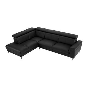 Ecksofa - Ecke links - Leder - Schwarz - MARAMBA