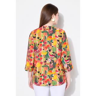 Ulla Popken Tunique Motif Fruits Col Montant Décolleté V Manches 3/4  