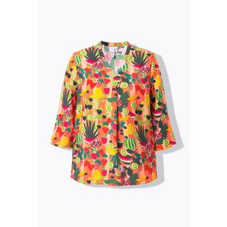 Ulla Popken Tunique Motif Fruits Col Montant Décolleté V Manches 3/4  