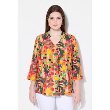 Tunica con frutta, collo alto, scollo a V e maniche a 3/4