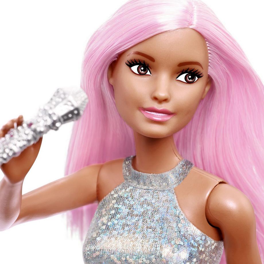 Barbie  Pop-Star-Puppe gekleidet in einem schillernden Rock mit Mikrofon 