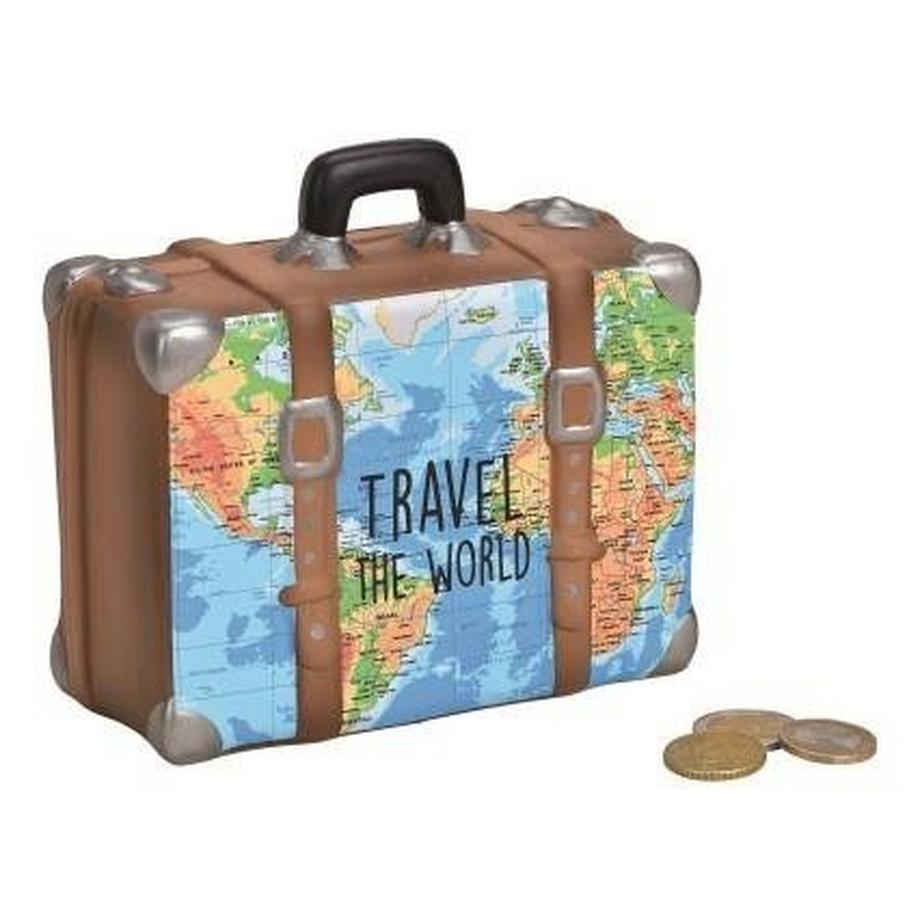 Roost  ROOST Sparkasse Koffer 14x13x6cm 10025067 Landkarte, blau, braun 