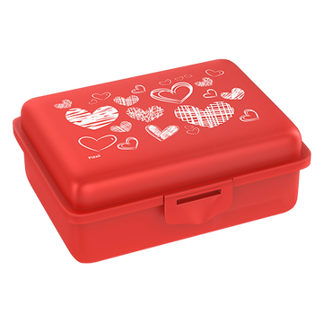 Fizzii Lunchbox mit Trennfach rot, Herzen