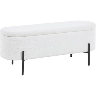 mutoni Tabouret Blestix tissu bouclé métal blanc  