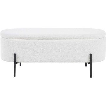 Hocker Blestix Bouclé Stoff Metall weiss
