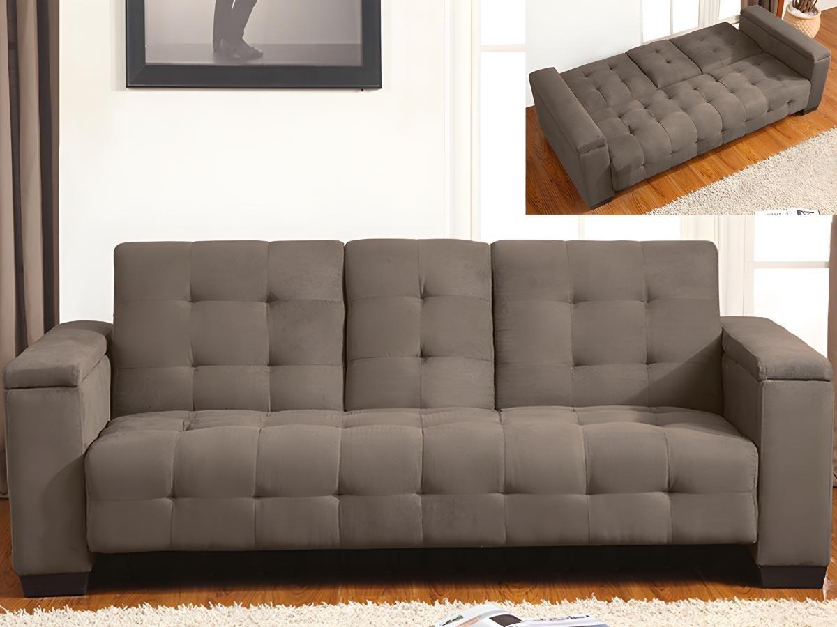 Vente-unique Schlafsofa Klappsofa 3Sitzer Microfaser DEVONSHIRE  
