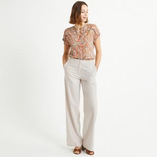 La Redoute Collections  Kurzärmelige Bluse mit rundem Ausschnitt & Blumenmuster 
