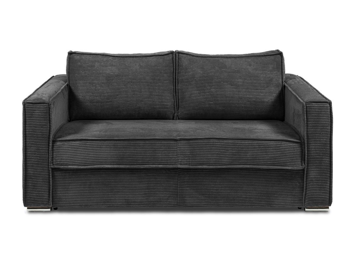 Vente-unique Schlafsofa mit Matratze 4-Sitzer - Cord - Anthrazitgrau - Liegefläche 160 cm - Matratze 18 cm - LORETO  