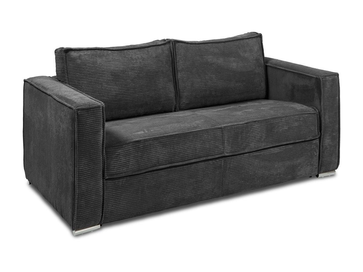 Vente-unique Schlafsofa mit Matratze 4-Sitzer - Cord - Anthrazitgrau - Liegefläche 160 cm - Matratze 18 cm - LORETO  