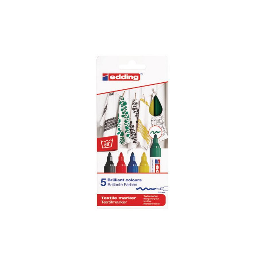 EDDING Textilmarker 4500 3948 Basic Color 5 Stück