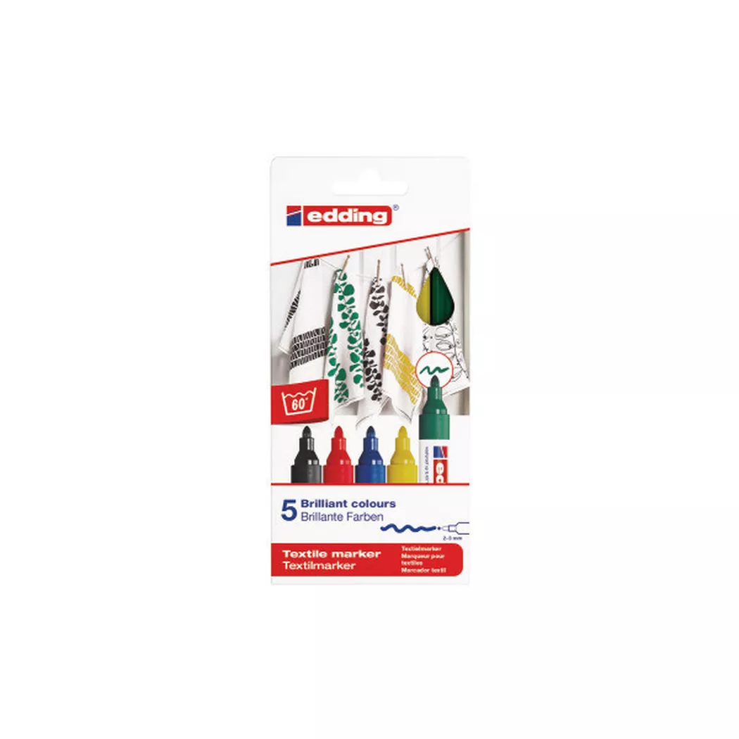edding 4500 Textile Marker Set of 5 Assorted 4-4500-5S