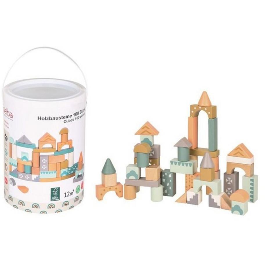 Spielba Holzspielwaren  Holzbausteine (100Teile) 