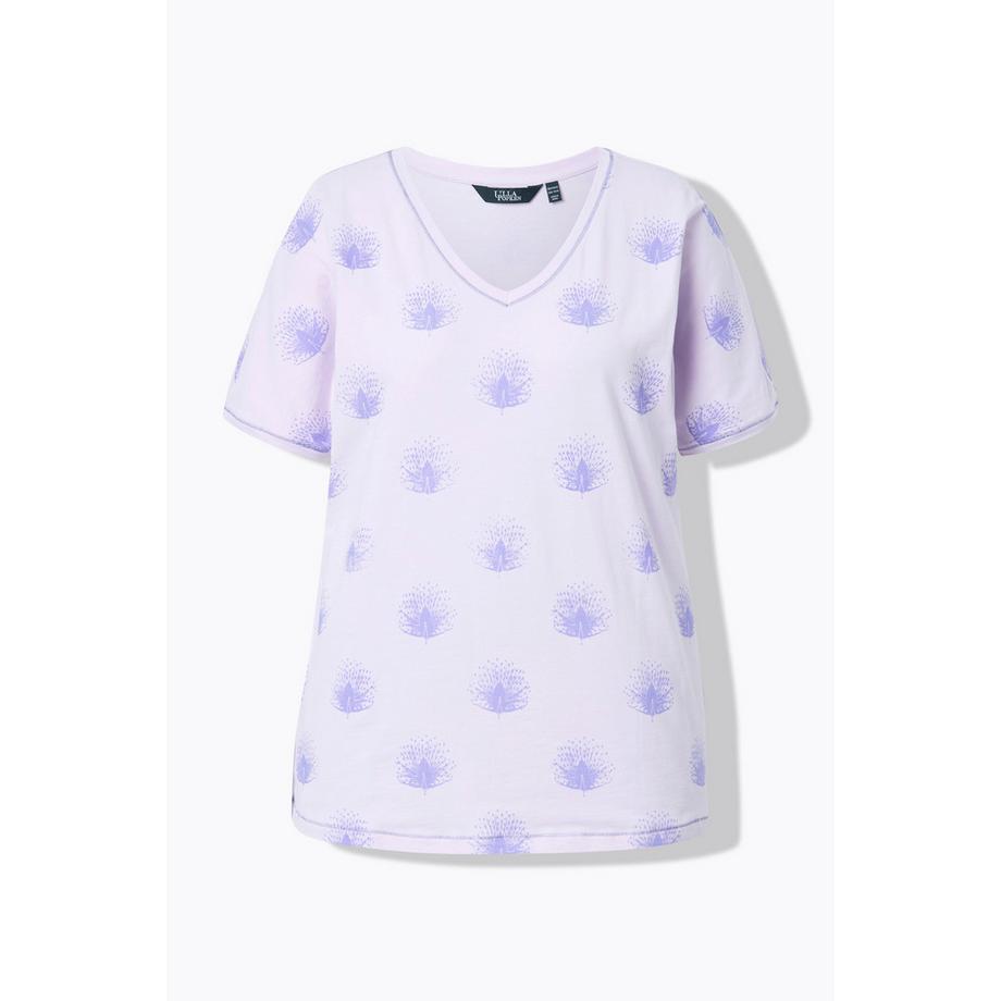 Ulla Popken T-shirt Oversize Motif Paons Col V Manches Courtes  