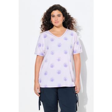 T-shirt dal taglio oversize con pavoni, scollo a V e mezze maniche