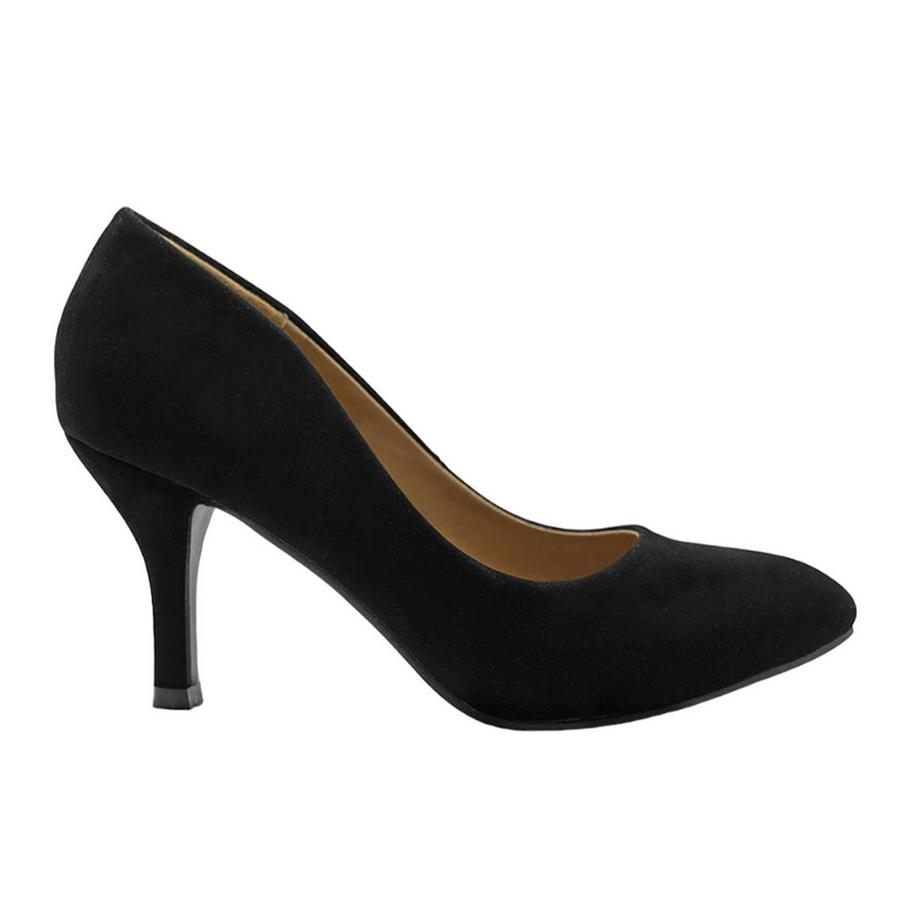 Pumps Di Corte Pelle Scamosciata Tacco Medio Alto