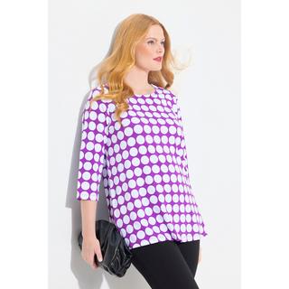 Ulla Popken  Shirt, Dots, A-Linie, Rundhals, 3/4-Arm, Pima Cotton 