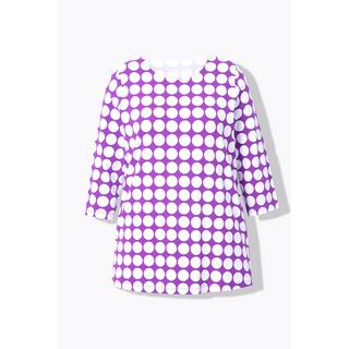 Ulla Popken  Shirt, Dots, A-Linie, Rundhals, 3/4-Arm, Pima Cotton 