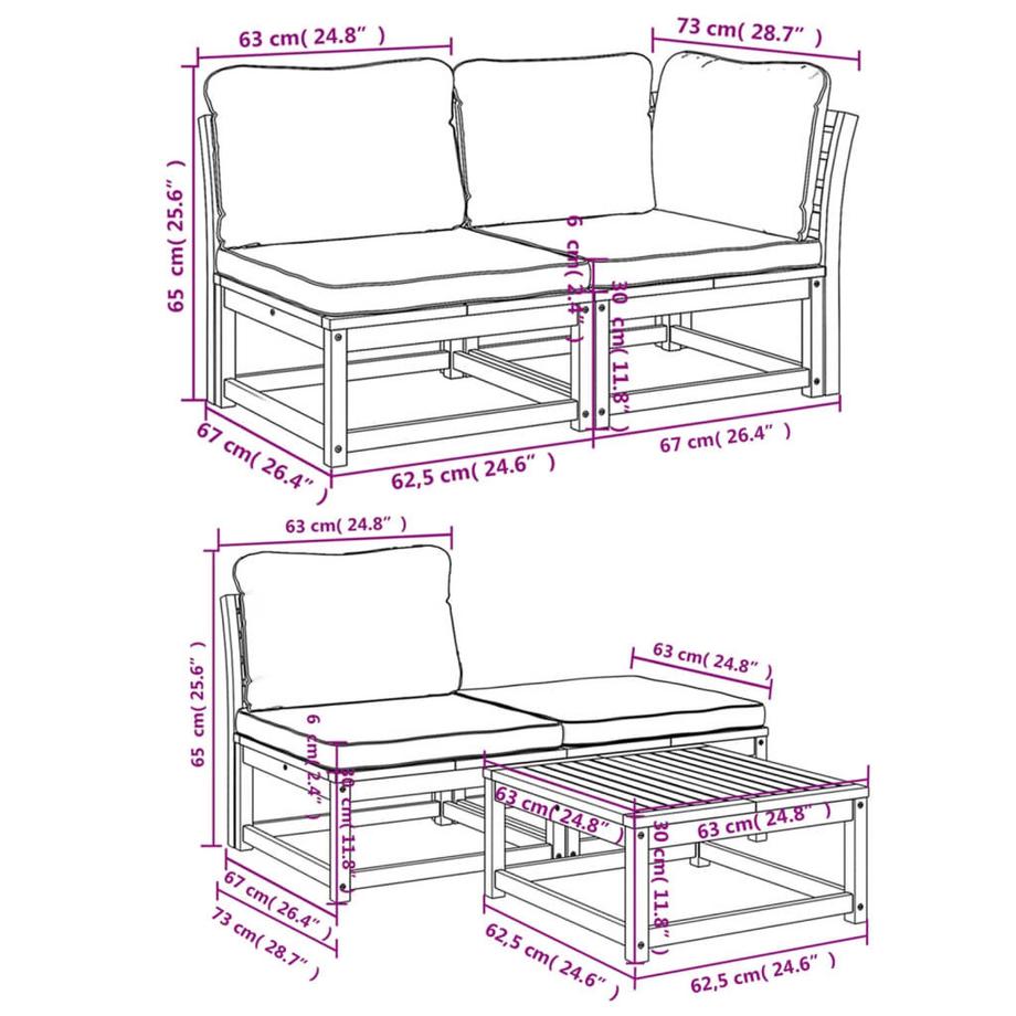 VidaXL set salotto da giardino Legno di acacia  