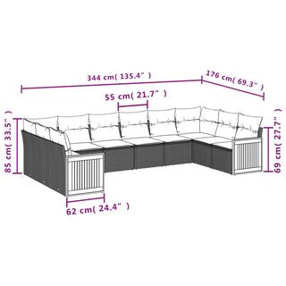 VidaXL set divano da giardino Polirattan  