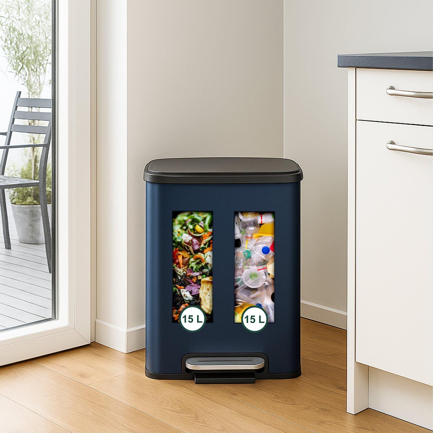 Northix Pattumiera da cucina, doppio scomparto  