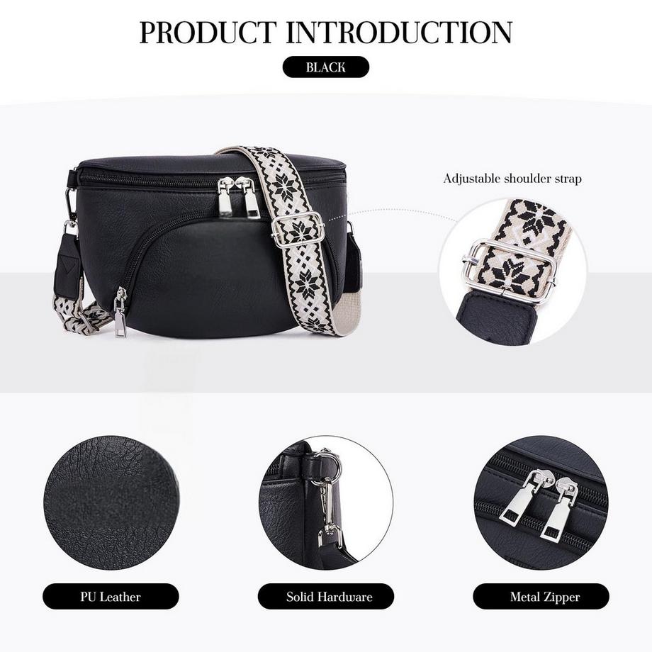 Only-bags.store Vegane Leder Crossbody Bag RFID-Blockierung Kartensteckplatz  