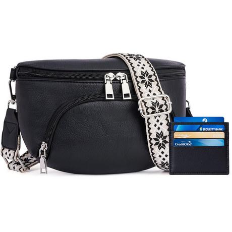 Only-bags.store Vegane Leder Crossbody Bag RFID-Blockierung Kartensteckplatz  