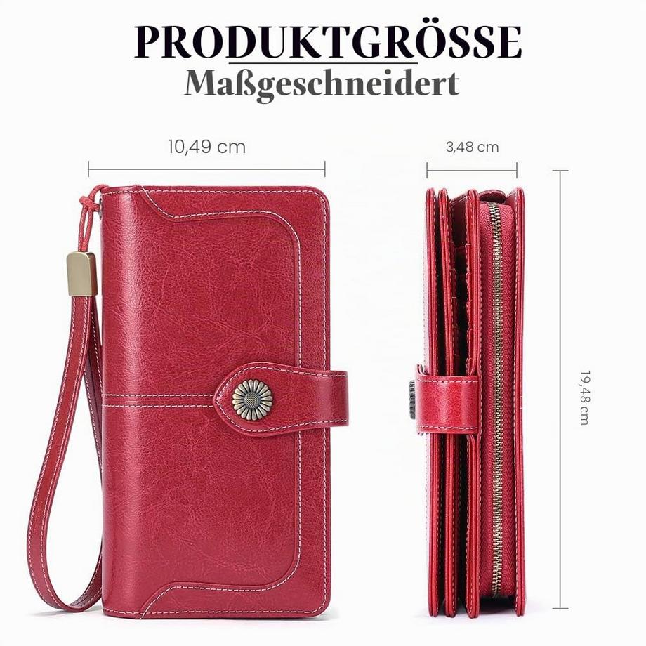 Only-bags.store  Ledergeldbörse Große Kupplung RFID-Schutzblockierung Lange Geldbörse mit großem Fassungsvermögen und 24 Kartenfächern 