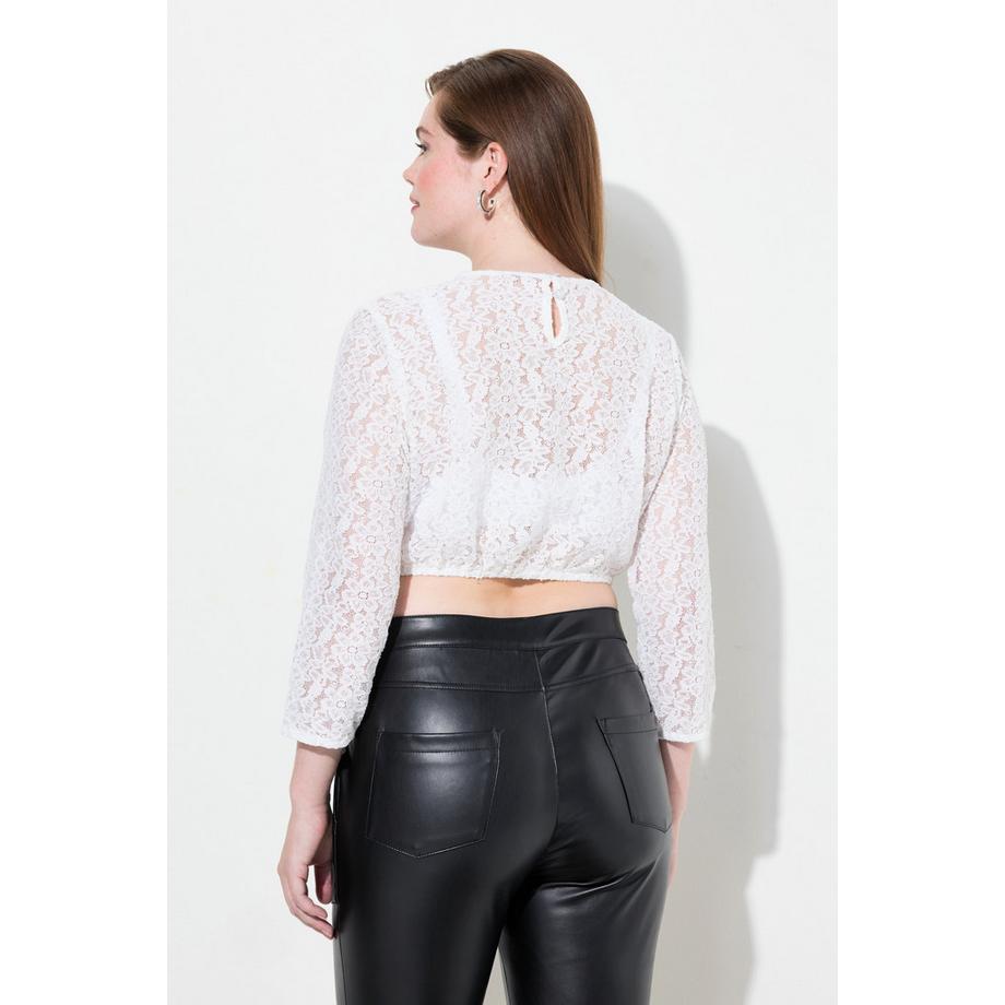 Ulla Popken Chemisier Dirndl dentelle élastique col rond manches 3/4  