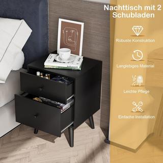 Northix Table de chevet avec 2 tiroirs, table d'appoint avec pieds en bois massif 45 x 39,5 x 62 cm chêne  