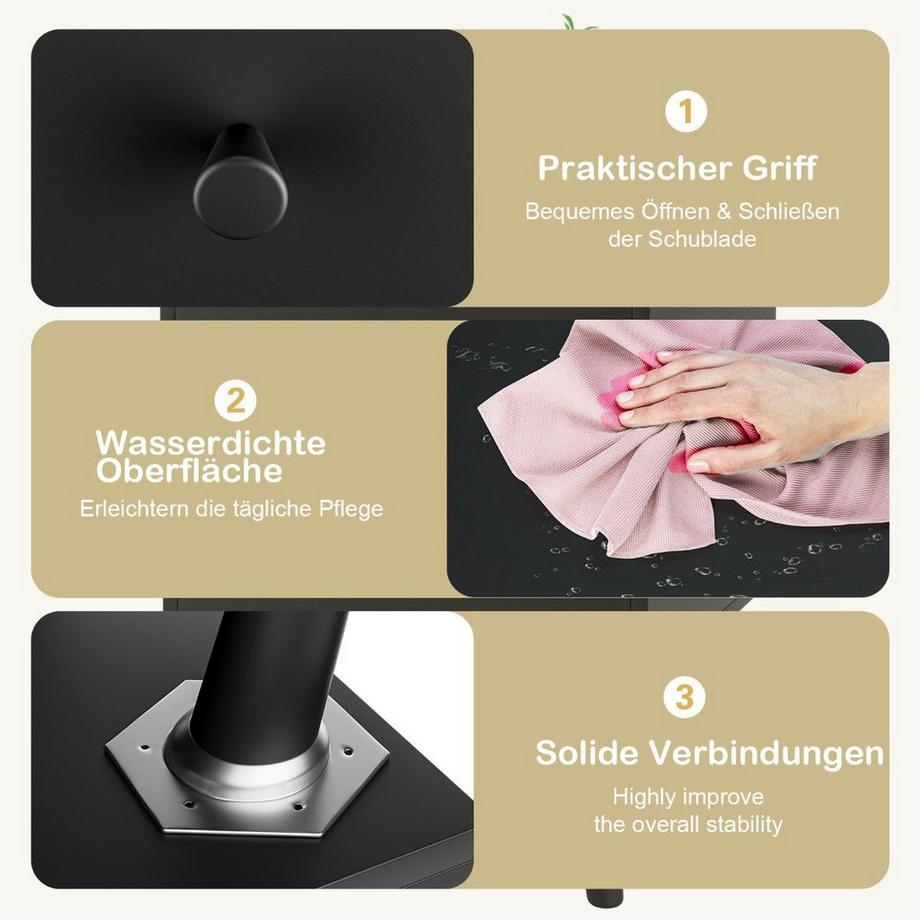 Northix Comodino con 2 cassetti tavolino con gambe in legno massello 45 x 39,5 x 62 cm rovere  